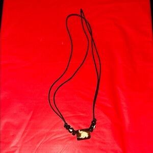 Elegant Black Cord Necklace with Elephant Pendant